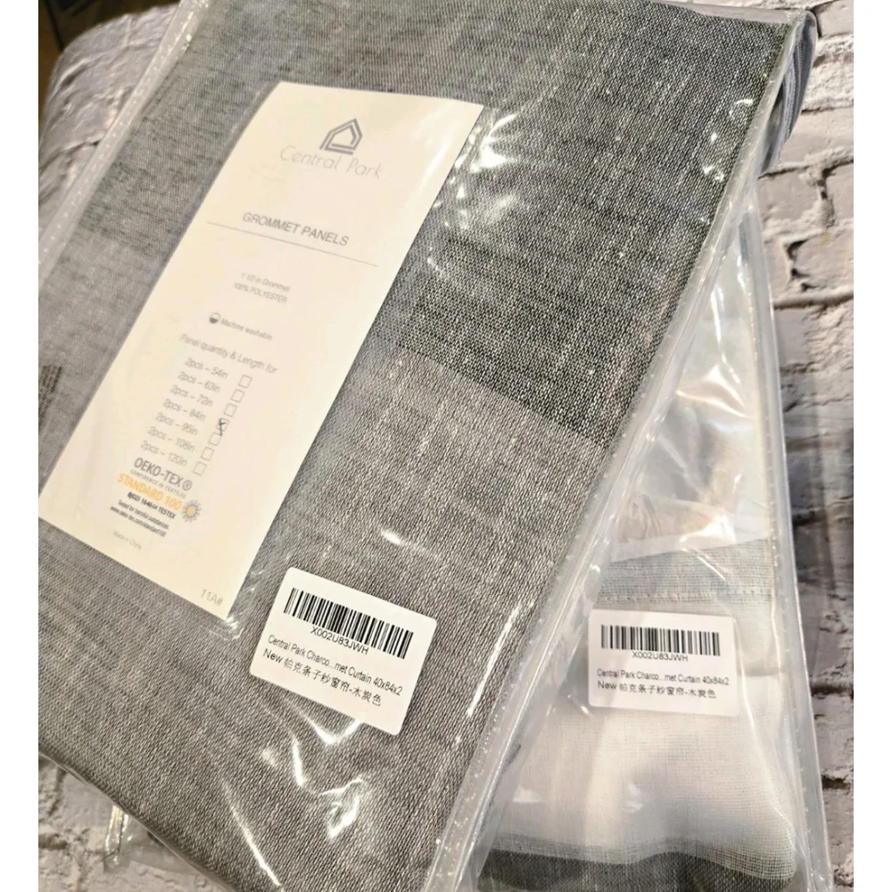 Central Park Ombre Semi Sheer Linen Curtain Panels 40” X 84” Striped NIP